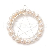 Natural Cultured Freshwater Pearl Round Beaded Ring Pendants PALLOY-JF02616-02-1