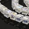 AB Color Plated Glass Faceted Cube Beads Strands GLAA-A031-4mm-AB11-2