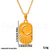 Stainless Steel Rectangle with Moon Pendant Necklaces for Women IT7589-2-3