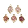 Natural Strawberry Quartz Faceted Connector Charms G-L514-048P-02-1