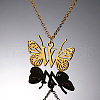 304 Stainless Steel Butterfly Initial Pendant Necklaces WG80197-23-1