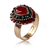 Teardrop Zinc Alloy & Rhinestone & Resin Finger Rings FS-WGCEC00-03-4