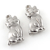 Tarnish Resistant 201 Stainless Steel Kitten Pendants STAS-Q195-24-1