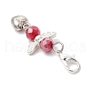 Heart Angel Alloy Glass Pendant Decorations HJEW-JM03167-5
