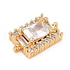 Brass Micro Pave Clear Cubic Zirconia Links Connectors KK-G402-48G-4