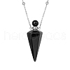 Natural Obsidian Faceted Cone Perfume Bottle Pendant Necklace PW-WG8F691-07-1