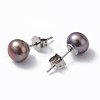 Mother's Day Jewellery Natural Pearl Ear Studs EJEW-P223-01E-P01-2