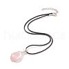 Synthetic Watermelon Stone Glass Teardrop Pendant Necklaces Set with Waxed Cords for Women NJEW-TA00034-03-1