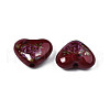 Flower Printed Opaque Acrylic Heart Beads SACR-S305-28-L03-3