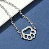 304 Stainless Steel Paw Print Link Bracelets BJEW-F500-02P-3