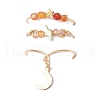 3Pcs Copper Wire Wrapped Gemstone Faceted Round Bead Finger Rings for Women RJEW-JR00887-5