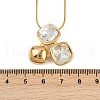 304 Stainless Steel Pave Clear Cubic Zirconia 3 Square Pendant Necklaces for Women NJEW-V008-01G-2