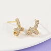 knot Brass Micro Pave Clear Cubic Zirconia Stud Earrings EJEW-F895-16G-2