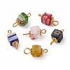 Cube Handmade Millefiori Glass Connector Charms PALLOY-JF00578-20A-1