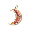 Glass Bead Moon Pendants PALLOY-JF02019-2