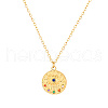 Colorful Cubic Zirconia Eye Pendant Necklace with Stainless Steel Cable Chains HT9511-2-1