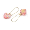 2 Pairs 2 Styles Heart & Flower Resin Dangle Hoop Earrings EJEW-JE06352-5