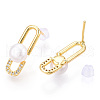 Mother's Day Jewellery Natural Pearl Stud Earrings Micro Pave Cubic Zirconia PEAR-N022-B02-1