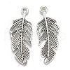 Antique Silver Mixed Feather Tibetan Style Alloy Pendants TIBEP-MSMC021-31AS-3