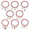 8Pcs Christmas Theme Glass Beaded Stretch Bracelets BJEW-JB11190-1