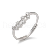 Constellations Rhodium Plated 925 Sterling Silver Micro Pave Clear Cubic Zirconia Adjustable Rings for Women RJEW-P130-01P-A-4