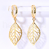 Exquisite Stainless Steel Hollow Leaf Hoop Earrings XH0192-2
