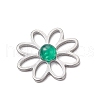 201 Stainless Steel Pave Gemstone Flower Cabochons PALLOY-JF03492-4