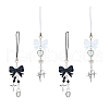 4Pcs 2 Style Acrylic & Glass & Alloy Mobile Straps HJEW-HS00010-1