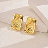 Elegant Brass Rectangle Stud Earrings DW3879-2