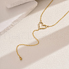 Elegant Y-shaped Hollow Heart Brass Cubic Zirconia Pendant Long Necklace for Women Parties and Events HJ3504-4