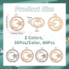 DICOSMETIC 60Pcs 2 Colors Alloy Crystal Rhinestone Pendants FIND-DC0006-39-2