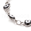 Enamel Heart with Evil Eye Link Chains Bracelet BJEW-P271-06P-04-2