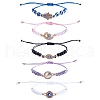 5Pcs 5 Style Rhinestone Evil Eye Link Bracelets Set with Glass & Resin Beaded BJEW-SW00104-1