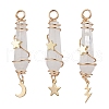 3Pcs 3 Styles Natural Quartz Crystal Pointed Copper Wire Wrapped Faceted Bullet Big Pendants PALLOY-JF03572-01-1