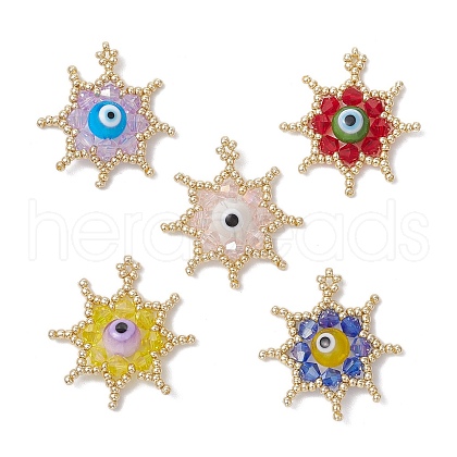 Glass Seed Beaded Star Pendants PALLOY-MZ00624-1