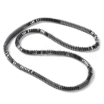 Faceted Square Synthetic Non-magnetic Hematite Beaded Necklaces NJEW-Q341-01-1