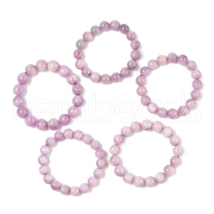 Natural Kunzite Stretch Beaded Bracelets BJEW-G630-A01-1