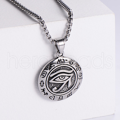 Retro Stainless Steel Eye of Ra Pendant Necklaces for Men HT4952-3-1