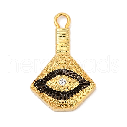 Brass Clear Cubic Zirconia Eye Pendants KK-U058-51G-1