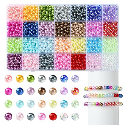 1960Pcs 28 Colors Spray Painted ABS Plastic Imitation Pearl & Transparent Acrylic Beads OACR-YW0001-90-1