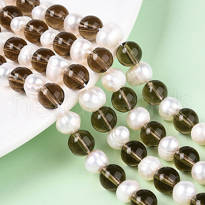 Transparent Glass Beads Strands PEAR-N019-07-1