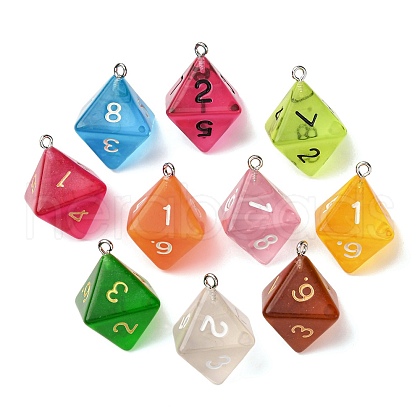 8 Facets Transparent Resin Pendants RESI-S021-01B-1
