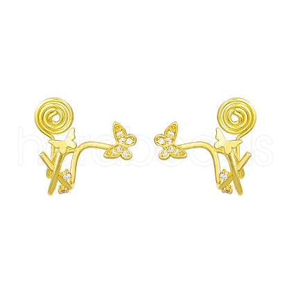 Brass Micro Pave Clear Cubic Zirconia Cuff Earrings PW-WGA30D5-02-1