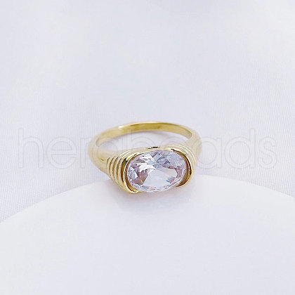 304 Stainless Steel Cubic Zirconia Finger Rings FS-WGC174A-01-1