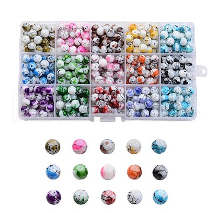 Baking Painted Drawbench Glass Beads DIY-X0273-01-1