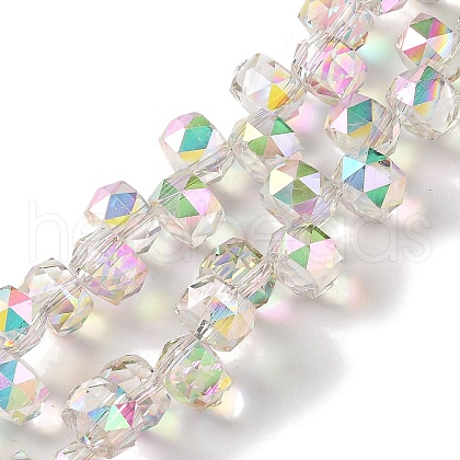 Half Rainbow Plated Electroplate Beads Strands EGLA-H104-09A-HR01-1