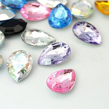 Acrylic Rhinestone Pointed Back Cabochons GACR-DJ0-13x18mmC-M-1