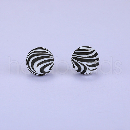 Printed Round Silicone Focal Beads SI-JX0056A-53-1