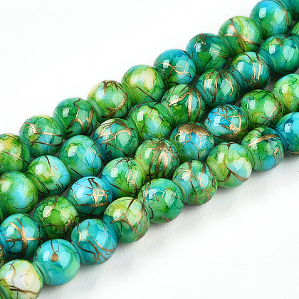 Baking Painted Glass Beads Strands DGLA-N003-6mm-B04-1