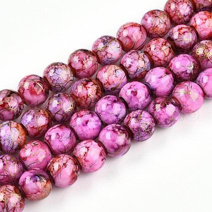 Baking Painted Glass Beads Strands X-DGLA-N003-10mm-B03-1